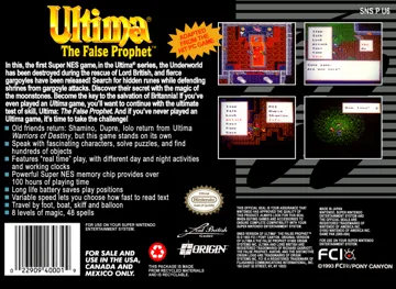 Ultima - The False Prophet (USA) box cover back